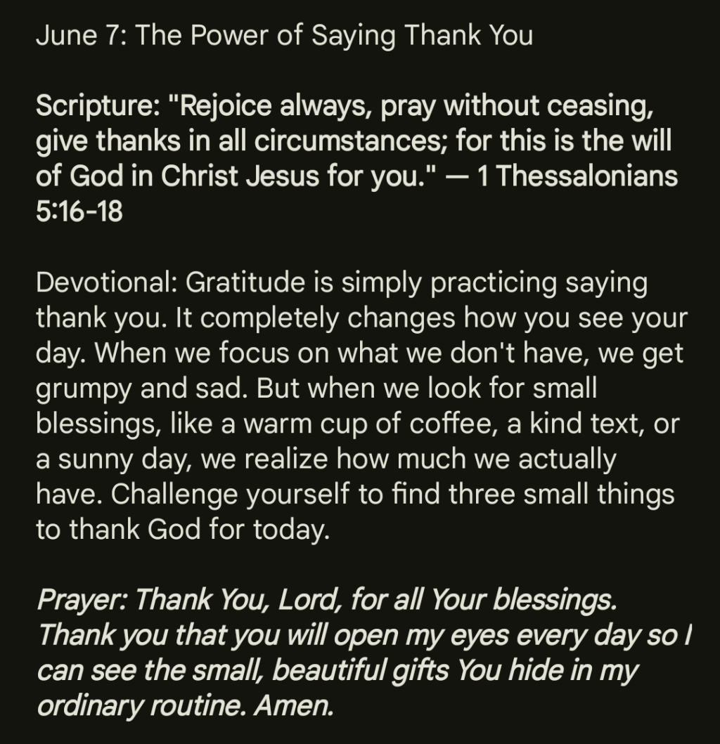 June 7 The Power of Saying Thank You
